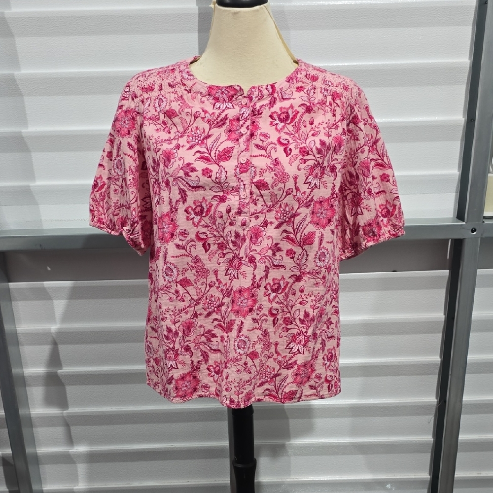 Wonderly Pink Floral Blouse Size‎ XL